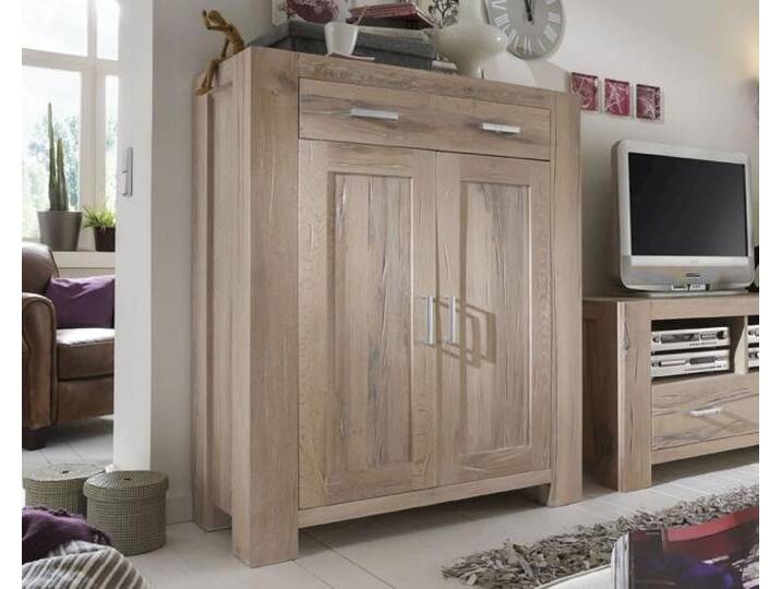 Massivholz »Fausto« Highboard - 2 Türen / 1 Schublade – erhältlich in 3 Ausführungen von slewo