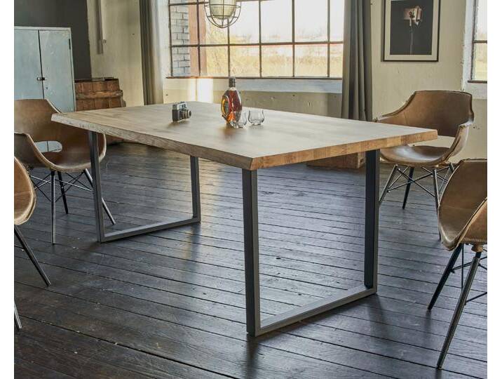 Massivholz »Fred« Wildeiche Esstisch Baumkante 180x90 cm / Wildeiche natur von slewo