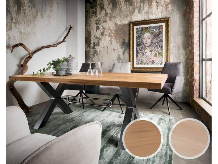 Massivholz »Illinois« Tabula Rasa Esstisch 4 cm / aufgedoppelt / Wildeiche natur / 180x100 cm von slewo