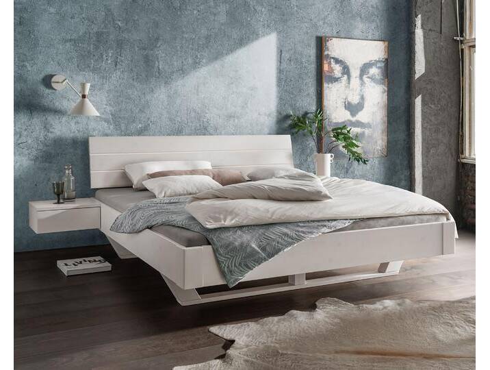 Massivholz »La Dolce Vita IV WHITE-EDITION« Kiefer Massivholzbett 200x200 cm / mit Nachttisch von slewo