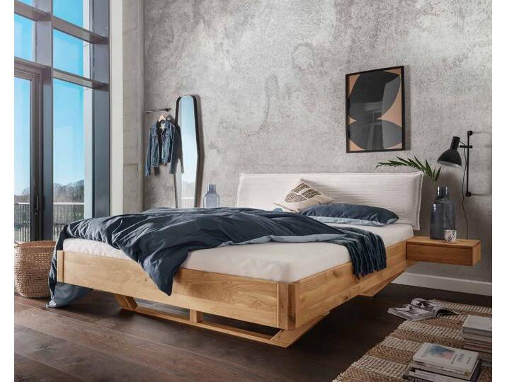 Massivholz »La Dolce Vita XVII« Wildeiche Massivholzbett 140x220 cm / mit Nachttisch von slewo