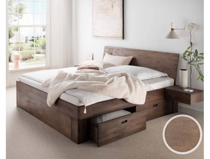 Massivholz »Los Angeles XI« Mokka Massivholzbett 140x200 cm / 25 cm / ohne Bettschublade von slewo