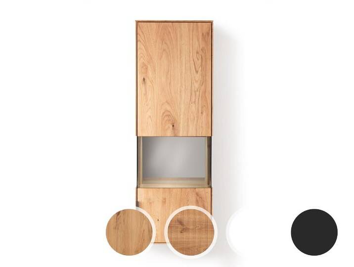 Massivholz »Lugano« Hängevitrine I Weißglas Front / Rückwand sandgestrahlt / Anschlag rechts von slewo