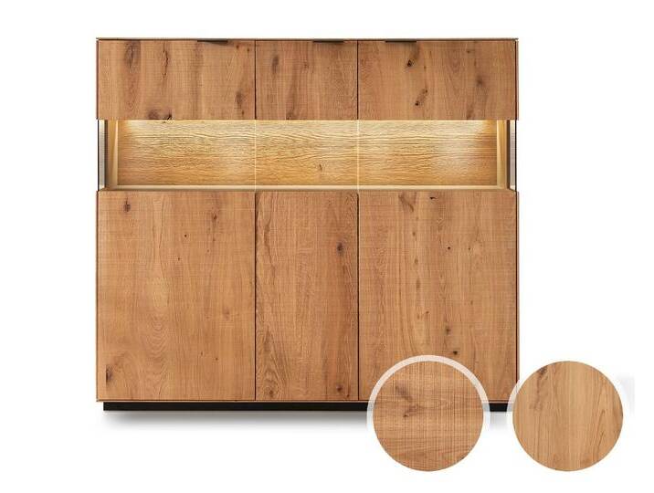 Massivholz »Lugano« Highboard III Hobelschlag Front / Rückwand schwarz lackiert Massivholz »Lugano« Highboard III Hobelschlag Front / Rückwand schwarz lackiert von slewo