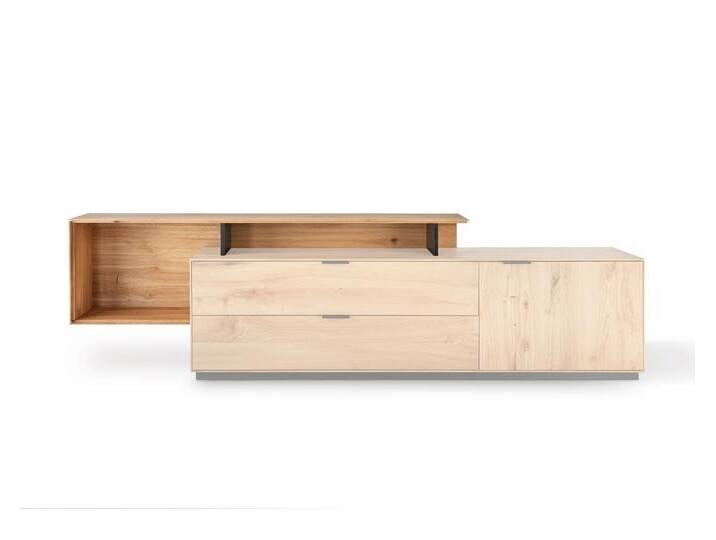 Massivholz »Lugano« Lowboard Aufsatz I Streben in Anthrazit / Montage links von slewo