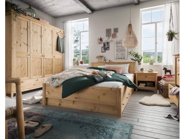 Massivholz »Solvita« Bett laugenfarbig 140x200 cm / kiefer von slewo