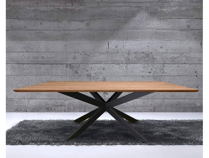 Massivholz »Star-Loft« Esstisch Wildeiche 220x100 cm / Wildeiche natur / Gestell schwarz von slewo