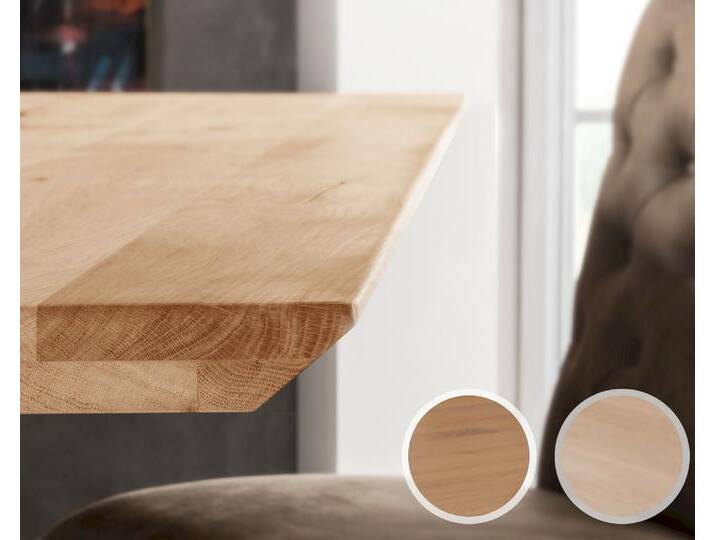 Massivholz »Tabula Rasa« Tischplatte Schweizer Kante 4 cm / aufgedoppelt / 200x100 cm / Wildeiche natur Massivholz »Tabula Rasa« Tischplatte Schweizer Kante 4 cm / aufgedoppelt / 200x100 cm / Wildeiche natur von slewo
