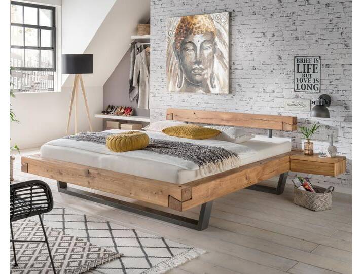 Massivholz »Vancouver 4« Wildeiche Schwebebalkenbett 140x210 cm Massivholz »Vancouver 4« Wildeiche Schwebebalkenbett 140x210 cm von slewo