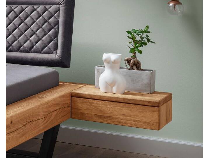 Massivholz »Vancouver« Wildeiche Hänge-Nachttischkonsole mit Schublade 45x33x15cm rechts Massivholz »Vancouver« Wildeiche Hänge-Nachttischkonsole mit Schublade 45x33x15cm rechts von slewo