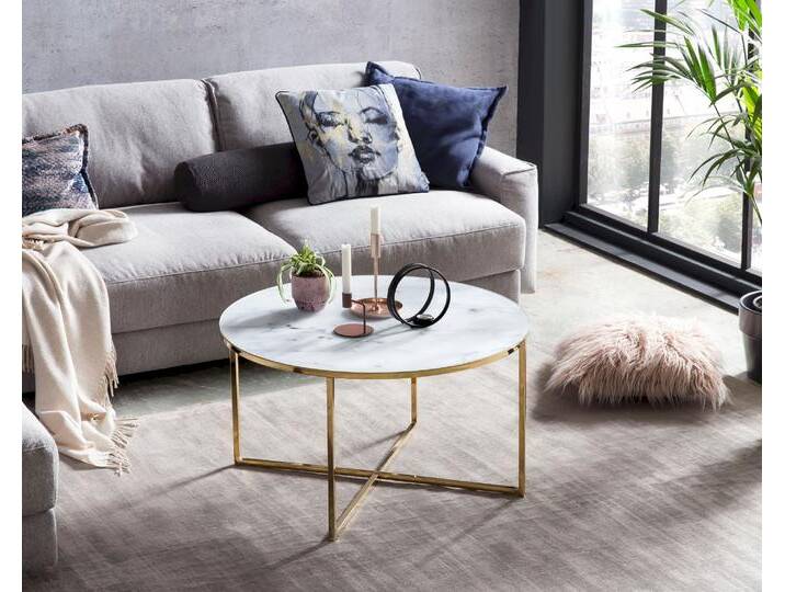 SalesFever »Daisy« Couchtisch Weiß/Gold von slewo