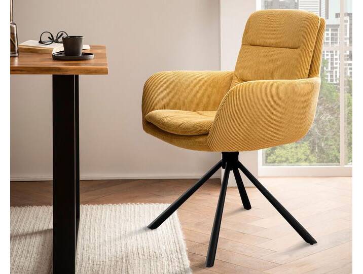 SalesFever »Faye« Drehstuhl gold in Cord-Optik von slewo