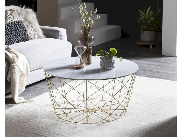 SalesFever »May« Couchtisch Marmor-Optik weiß / chrom von slewo