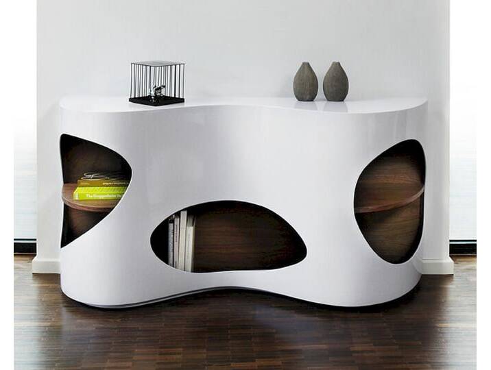 SalesFever »Swung« Sideboard weiss/walnuss / 150x75x40cm von slewo