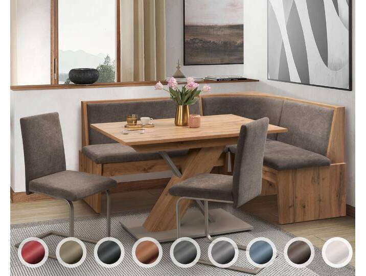 Schösswender »Inka« Eckbankgruppe I 127x167 cm / Gavin 03 beige / offen / Spitzecke / Appalachian Oak Dekor von slewo