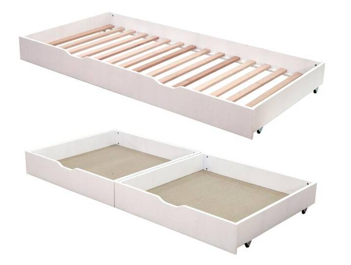 Schwarzwald Massivholz »Liam« Bettkasten Weiss Bettschubkasten 2er Set von slewo