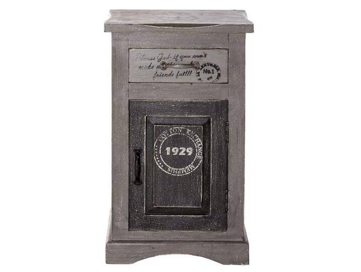 Taste of India Unikat Kommode - 1 Schublade / 1 Türe vintage-grau/schwarz von slewo