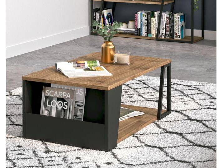 TemaHome »Albi« Couchtisch Schwarz mit Walnuss 100x36x55 cm von slewo