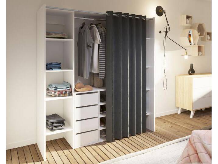 TemaHome »Tom 2.1« Kleiderschrank mit Vorhang Weiß Dunkelgrau – erhältlich in 1 Größen TemaHome »Tom 2.1« Kleiderschrank mit Vorhang Weiß Dunkelgrau – erhältlich in 1 Größen von slewo