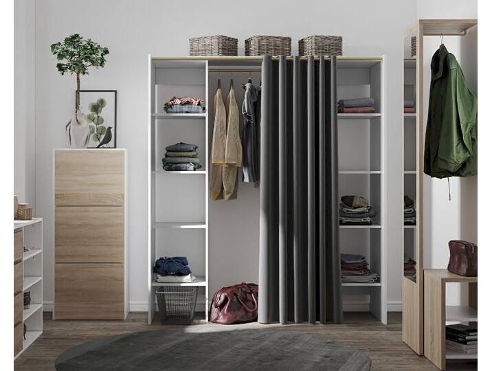 TemaHome »Tom 2.2« Kleiderschrank mit Vorhang Weiß Dunkelgrau – erhältlich in 1 Größen von slewo
