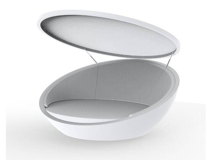 Vondom »ULM« Outdoor Daybed inkl. Sonnenblende Basic matt / Taupe mit Bezug Silvertex Taupe 4024 / inkl. Soundsystem von slewo