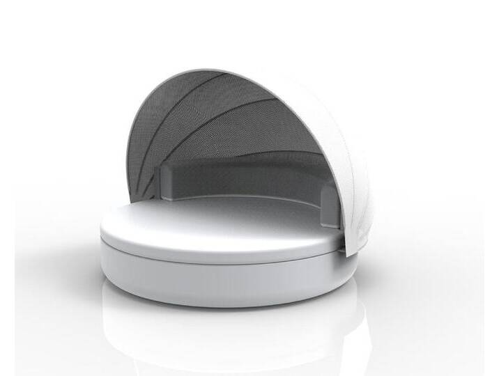 Vondom »ULM« Outdoor Daybed mit fester Rückenlehne inkl. Faltdach Ecru mit Bezug Silvertex Ecru 0009 / Basic Matt / Sunvision Ecru von slewo