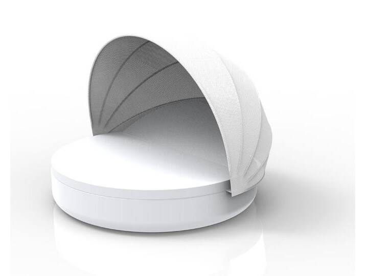 Vondom »ULM« Outdoor Daybed mit neigbarer Rückenlehne inkl. Faltdach Ecru mit Bezug Silvertex Ecru 0009 / Basic Matt / Sunvision Ecru von slewo