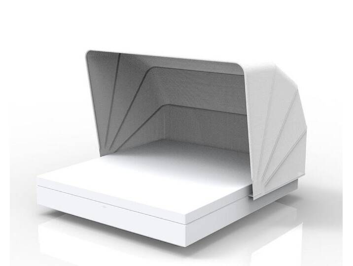 Vondom »VELA« Outdoor Daybed eckig inkl. Faltdach White mit Bezug Silvertex White 4004 / Lackiert Hochglanz / Sunvision Ecru von slewo
