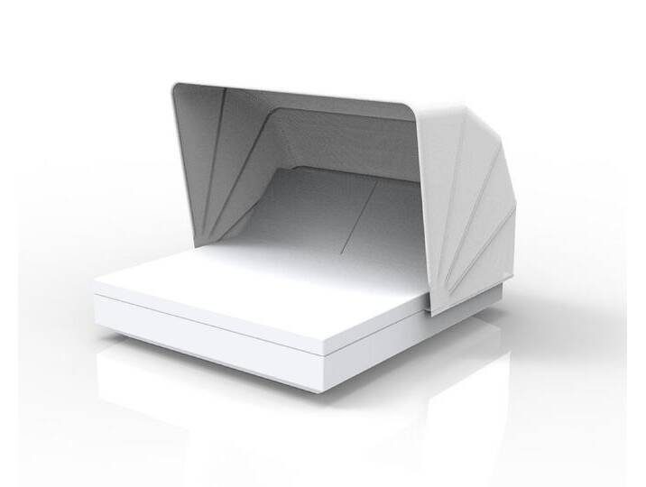 Vondom »VELA« Outdoor Daybed eckig mit 2 verstellbaren Rückenlehnen inkl. Faltdach White mit Bezug Silvertex White 4004 / Lackiert Hochglanz / von slewo