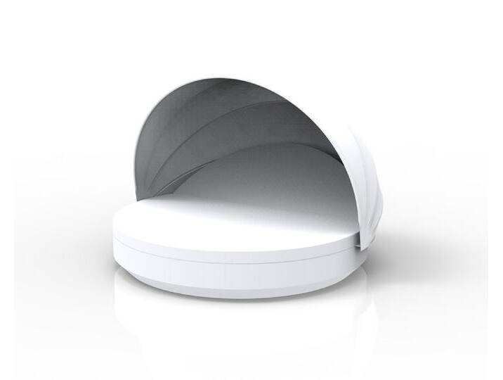 Vondom »VELA« Outdoor Daybed rund mit neigbarer Rückenlehne inkl. Faltdach Ecru mit Bezug Silvertex Ecru 0009 / Basic Matt / Sunvision Ecru von slewo