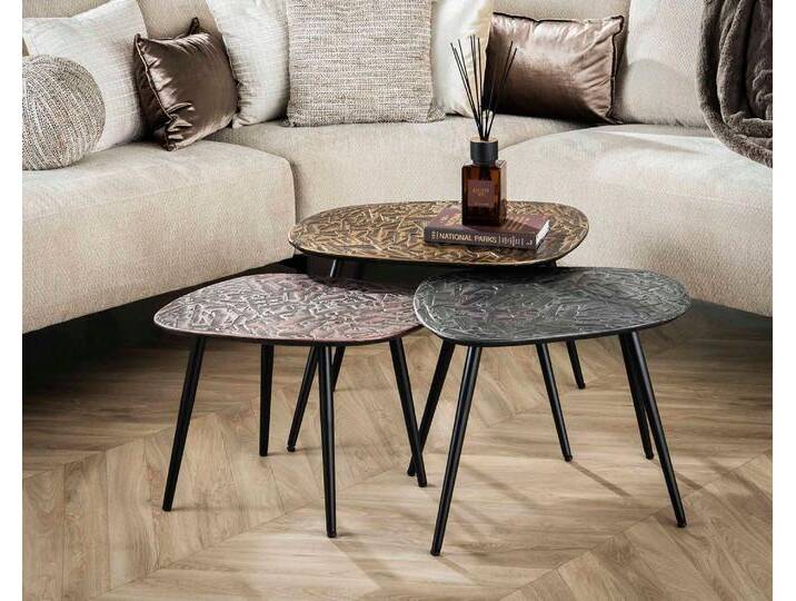 designline »Patina Metal« Couchtisch 3er-Set viereckig von slewo