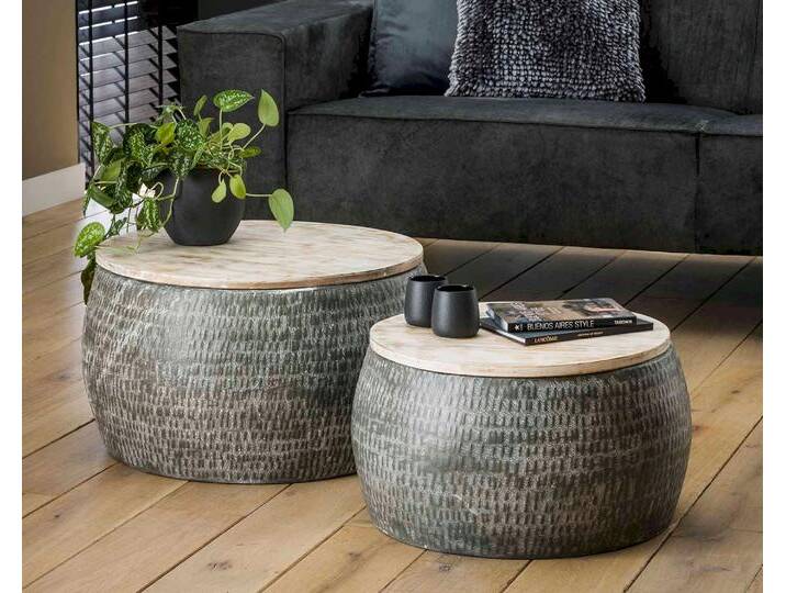designline »Salles« Massivholz Couchtisch 2er-Set Stahl designline »Salles« Massivholz Couchtisch 2er-Set Stahl von slewo