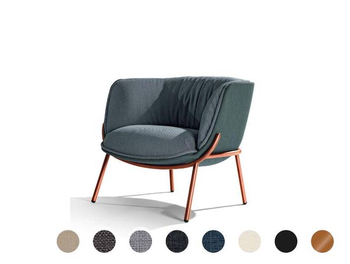 infiniti »BOMBOM« Designer-Sessel 4-Fuss / AC31 Schwarz matt lackiert / FL 601 grau / FL602 anthrazit von slewo