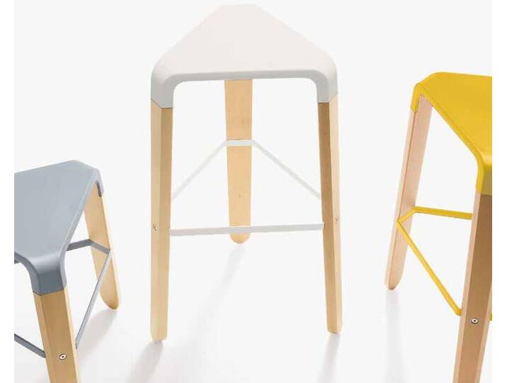 infiniti »PICAPAU STOOL« Designer-Hocker 46 cm / FGVPN Buche natur / S020 Weiss von slewo