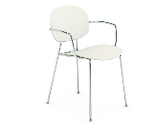 infiniti »TONDINA POP« 4 Legs mit Armlehne Designer-Stuhl AC13 Stahl kupferfarben verchromt / P421C Mandelgrau von slewo