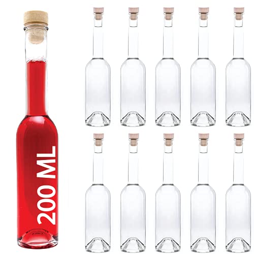 10 leere Glasflaschen 200 ml OPI-HGK kleine Flaschen mit Griffkorken Verschluss 0,2 Liter l Likörflaschen 200ml Schnapsflaschen Essigflaschen Ölflaschen von slkfactory von slkfactory