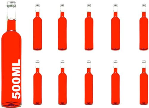 10 leere Glasflaschen 500 ml BOR Flasche Saftflaschen Flaschen mit Schraubverschluss zum selbst Abfüllen 0,5 Liter l Likörflaschen Schnapsflaschen Essigflaschen Ölflaschen Höhe 32 cm, von slkfactory von slkfactory