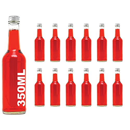 12 leere Glasflaschen 350 ml Schraubverschluss Flasche BOR Likörflaschen Schnapsflaschen Saftflaschen Essig-Öl Flaschen mit Verschluss zum selbst Abfüllen 0,35 liter von slkfactory von slkfactory