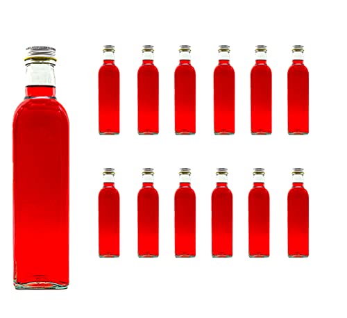 12 leere Glasflaschen 500 ml MAR Saftflaschen mit Schraubverschluss Flaschen zum selbst Abfüllen 0,5 Liter l Likörflaschen Schnapsflaschen Essigflaschen Ölflaschen Nr 250ML von slkfactory von slkfactory