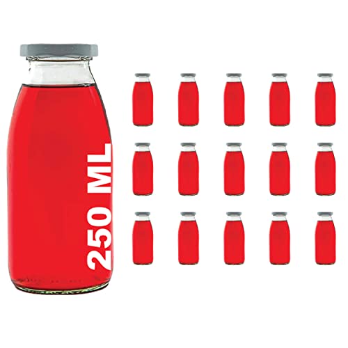 casavetro Milchflaschen Glasflaschen 250ml Likörflaschen 15 Stück Saftflaschen leere Smoothie Schraub-Verschluss Deckel TO 43 zum befüllen (15 x 250 ml) von casavetro
