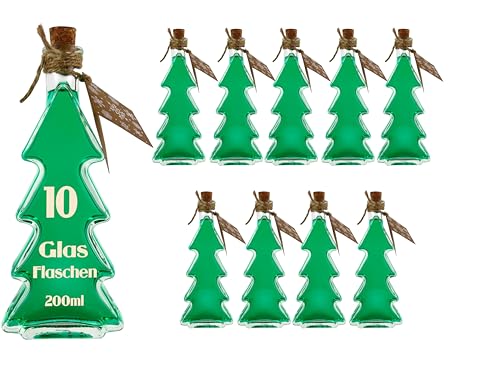 slkfactory 10 x 200 ml Glasflaschen Tannenbaum Flaschen Flasche Tanne Weihnachtsflaschen Likörflaschen Schnapsflaschen 0,2 Liter l (10 Stück) von slkfactory