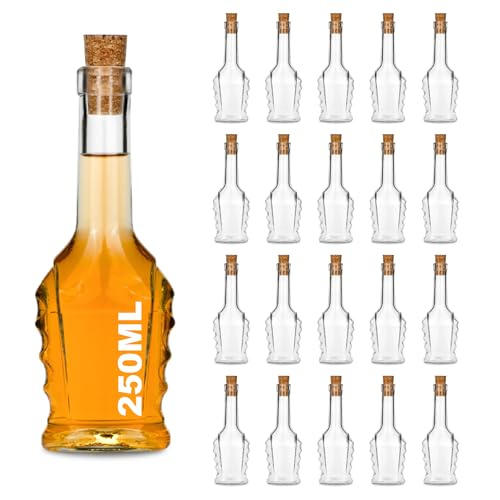slkfactory 20 Leere kleine Bukaresdt Glasflaschen mit SPI Korken 250 ml zum selbst befüllen als Saftflaschen, Sirupflaschen, Likörflaschen 0,25 Liter mit Korken (20 x 250ml) von slkfactory
