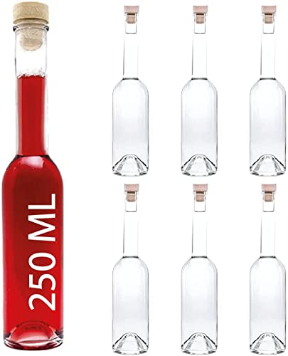 slkfactory 250 ml Glasflaschen 6 x 250ml 6 Leere Glasflaschen 250 ml kleine Flaschen mit Griffkorken Verschluss 0,25 Liter von slkfactory