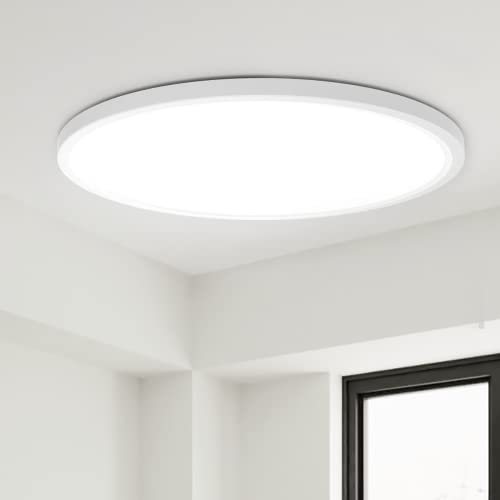 LED Deckenleuchte Flach, 24W 2200LM Deckenlampe 6500K, IP44 Badezimmer Lampe Badlampe, Rund Ultra Dünn Deckenleuchte Kaltweiß für Schlafzimmer, Wohnzimmer, Balkon, Flur, Küche 23cm von slochi