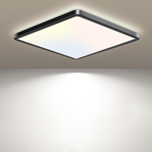 slochi LED Deckenleuchte mit Bewegungsmelder Innen Radar, 3000K/4000K/6500K, 15W Deckenlampe mit Bewegungssensor, 18CM Sensor Lampe für Flur Wand Treppe Küche Balkon Abstellraum, Schwarz von slochi