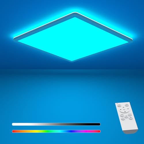 slochi 3200LM LED Deckenleuchte Dimmbar mit Fernbedienung, 30CM 25W RGB Farbwechsel Deckenlampe Led, 4000K Badezimmer Lampe für Bad Kinderzimmer Schlafzimmer Wohnzimme von slochi