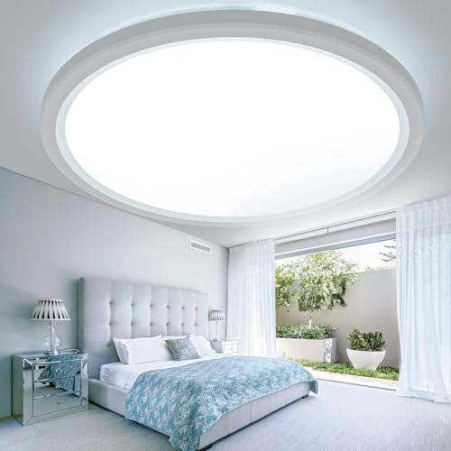 slochi 49CM LED Deckenleuchte, 46W 4600LM Deckenlampe 3000K/4000K/6500K, Flach Rund Badezimmer Lampe Decke, Wasserfest Deckenlampen Lampen für Bad Schlafzimmer Wohnzimmer Küche von slochi