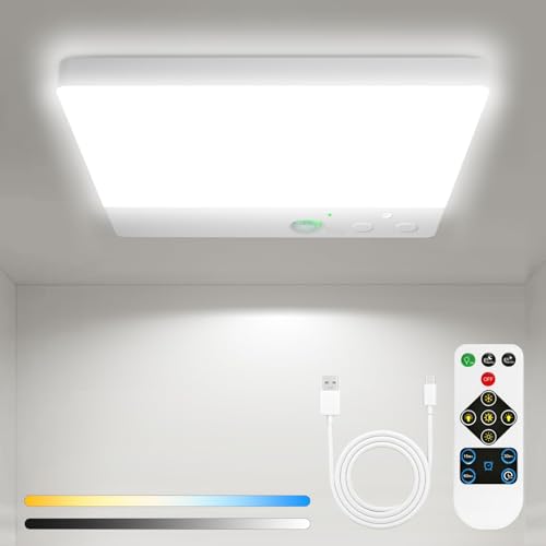 slochi Akku Lampe mit Bewegungsmelder, Dimmbar mit Timer Fernbedienung Aufladbare Batteriebetriebene Lampe, 3 Farbtemperaturen Kabellos LED Deckenleuchte für Badezimmer Flur Treppe Keller Bad Küche slochi Akku Lampe mit Bewegungsmelder, Dimmbar mit Timer Fernbedienung Aufladbare Batteriebetriebene Lampe, 3 Farbtemperaturen Kabellos LED Deckenleuchte für Badezimmer Flur Treppe Keller Bad Küche von slochi