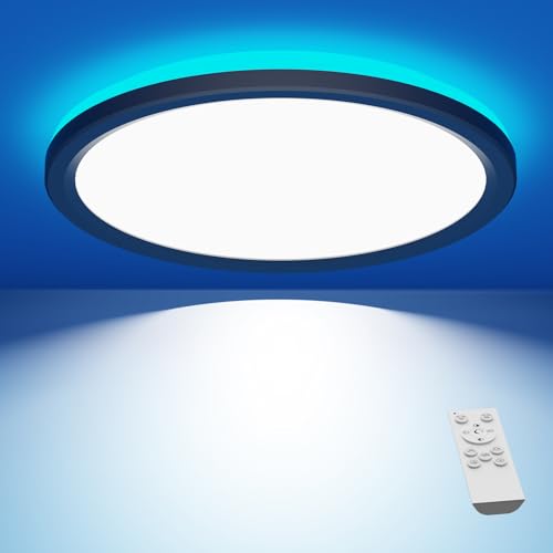 slochi LED Deckenleuchte Dimmbar mit Fernbedienung, 30CM RGB Farbwechsel Deckenlampe Led, 3000K-6500K Badezimmer Lampe für Bad Kinderzimmer Schlafzimmer Wohnzimme-Rund Schwarz slochi LED Deckenleuchte Dimmbar mit Fernbedienung, 30CM RGB Farbwechsel Deckenlampe Led, 3000K-6500K Badezimmer Lampe für Bad Kinderzimmer Schlafzimmer Wohnzimme-Rund Schwarz von slochi