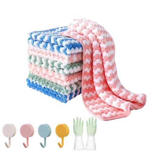 Coral Fleece Striped Rag Cleaning Dish Cloth, wiederverwendbares Mikrofaser-Reinigungstuch, verdickte, superweiche, saugfähige Geschirrtücher, Lappen for Abwaschen von Geschirr, antihaftbeschichtet, ö Coral Fleece Striped Rag Cleaning Dish Cloth, wiederverwendbares Mikrofaser-Reinigungstuch, verdickte, superweiche, saugfähige Geschirrtücher, Lappen for Abwaschen von Geschirr, antihaftbeschichtet, ö von sloiaz